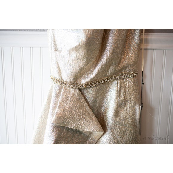 Mac Duggal One Shoulder Metallic Ruffled Evening Gown Dress 6 NEW - Picture 6 of 6